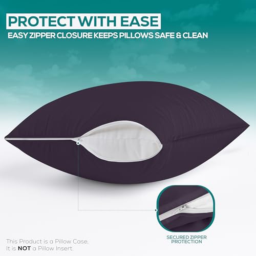 Utopia Bedding Set of 2 Standard Size Pillow Protectors - Purple
