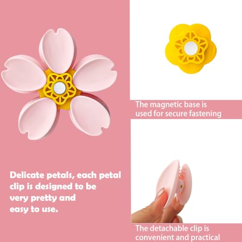 Cherry Blossom Magnetic Bag Clips - 4 Flower Set with Detachable Petals