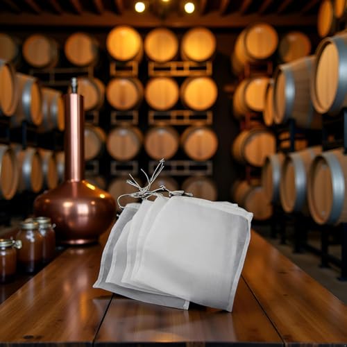 5 Pcs Nylon Straining Bags Fine Mesh Drawstring for Homebrew Beer Wine