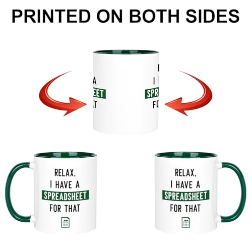 Funny Excel Mug - Accountant Gifts for Women Men, Christmas & Birthday Gift - White & Green II, 11 Oz