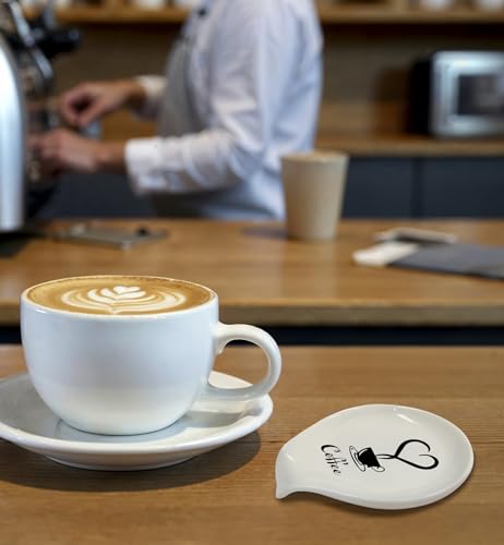 Ceramic Coffee Spoon Rest - Funny Coffee Bar Accessory (White-6)