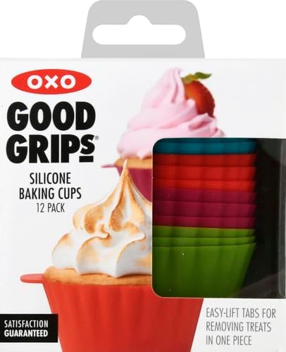 OXO Good Grips Silicone Baking Cups - Reusable, BPA-Free, Non-Stick | Pack of 12 Cupcake & Muffin Liners