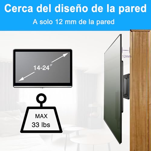 TETVIK Low Profile Monitor Wall Mount for 14-24 Inch TVs