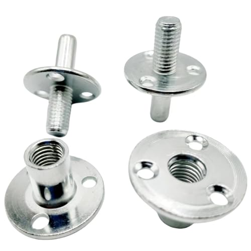 M12 Bedpost Connectors - 2 Sets Screw-in Tee Nuts for Furniture