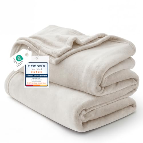 Bedsure Kids Fleece Throw Blanket, Soft Microfiber Bedding, Linen Beige, 43x55