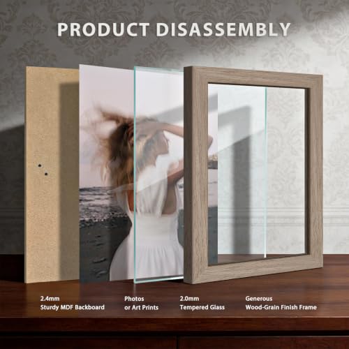 Walnut 13x19 Inch Picture Frame 5 Pack - Solid Wood Wall Photo Frames