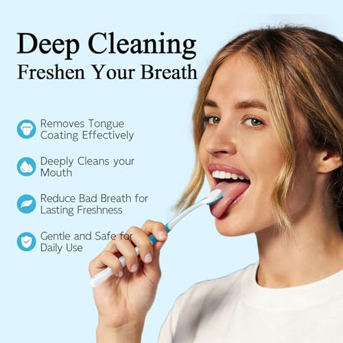 Monnzell Silicone Tongue Scraper and Brush for Bad Breath