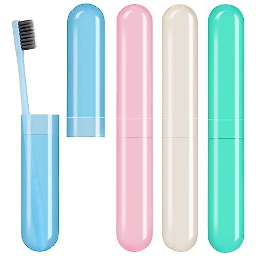 Hooqict 4 Pack Travel Toothbrush Case - Portable Plastic Holder