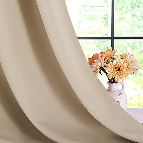 NICETOWN Biscotti Beige Blackout Curtains, 34" x 40" - Set of 2 Grommet Drapes