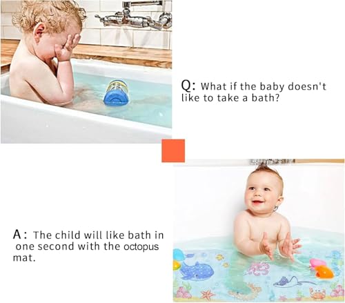 Secopad Non-Slip Bath Mat for Kids - Pink Octopus, 27.5" x 15"