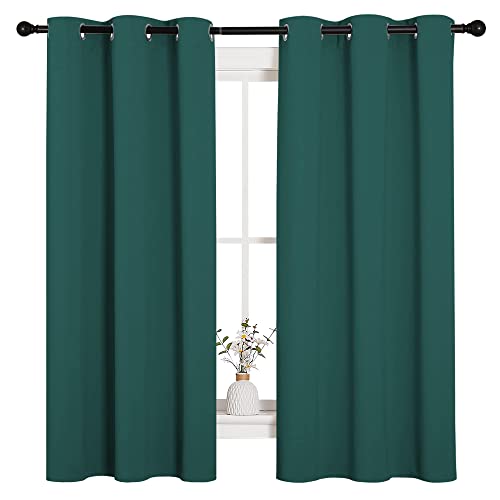NICETOWN Thermal Blackout Curtains - Hunter Green, 42"W x 63"L, Set of 2