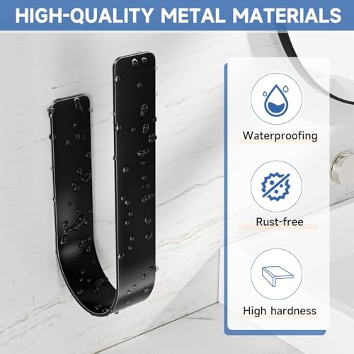Wall-Mounted Toilet Paper Storage Holder for 3 Rolls - Black