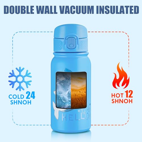 OLDLEY 12oz Insulated Kids Water Bottle with Straws - Leak-Proof