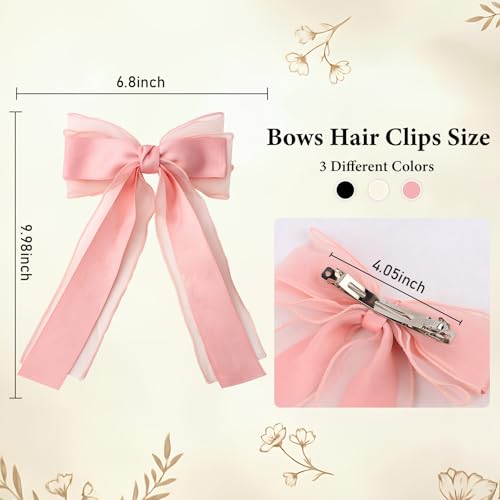Silk Satin Hair Bows for Women Oversized Large Hair Clips 3 Pack