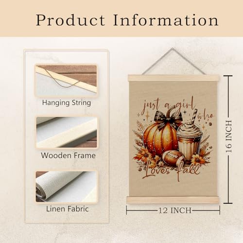 Fall Pumpkin Football Wall Art Poster, 12x16 Inch Hanging Decor