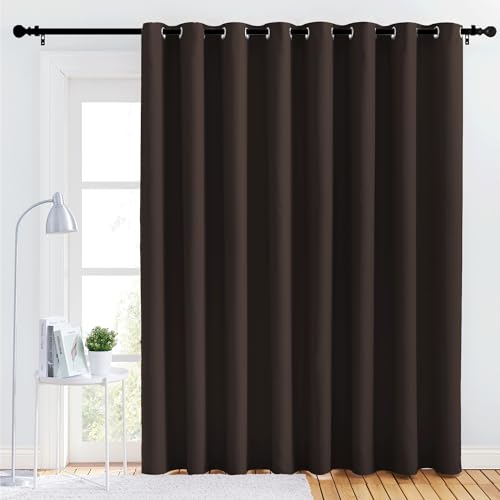 NICETOWN Extra Wide Blackout Curtain Panel - 120" x 84", Toffee Brown