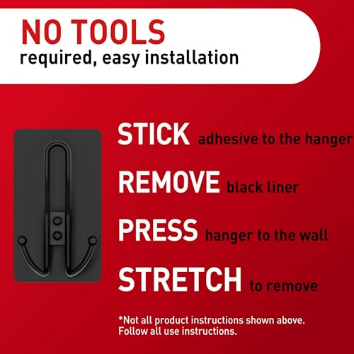 Command X-Large Matte Black Triple Hook, Damage-Free Wall Hook (Pack of 8)