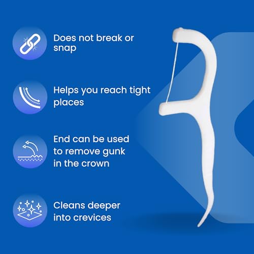 Dental Floss Picks Pack of 50 Individually Wrapped Oral Care Flossers