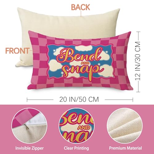 Funny Movie Quote Decorative Throw Pillow Cover 12x20 - Pink Plaid