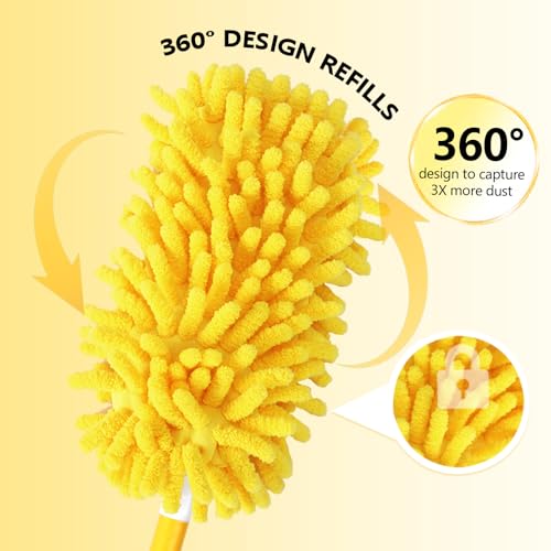 Reusable Chenille Duster Refills for Swiffer, 4 Pack Yellow Microfiber