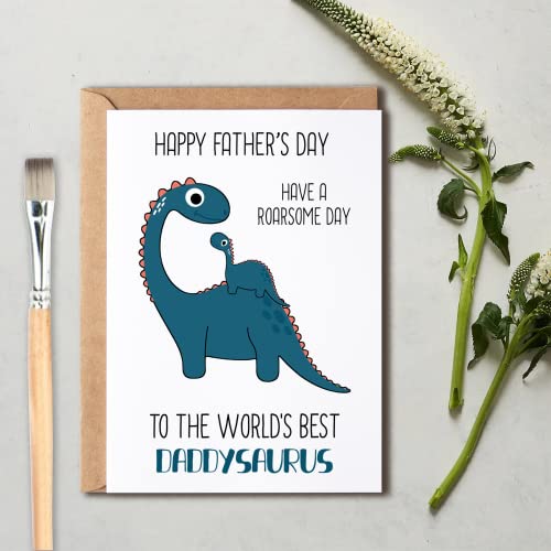Daddysaurus Father's Day Card - World's Best Daddy Saurus Dinosaur Greeting Card