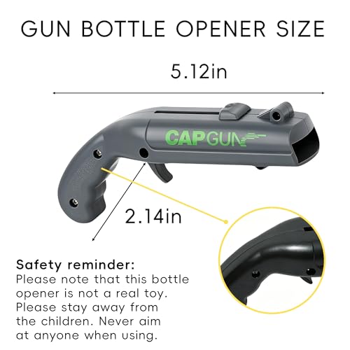 Cap Gun Bottle Opener 2-Pack - Black & Gray Launcher Shooting Gadget