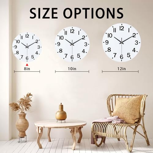 8-Inch Silent Wood Wall Clock - Modern Battery Operated Design