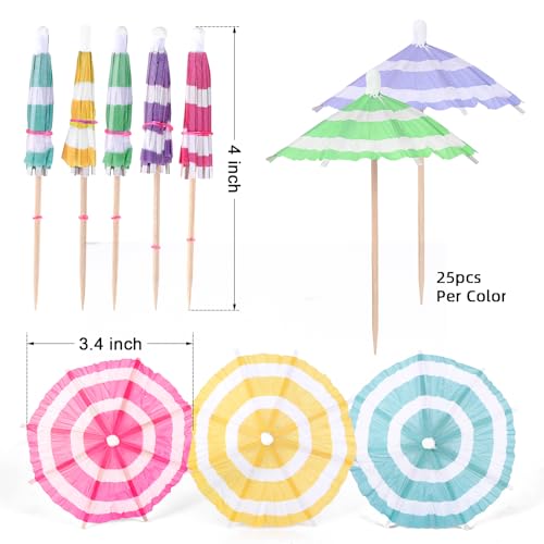 125 Pcs Mini Cocktail Umbrellas – Colorful Drink Picks for Parties