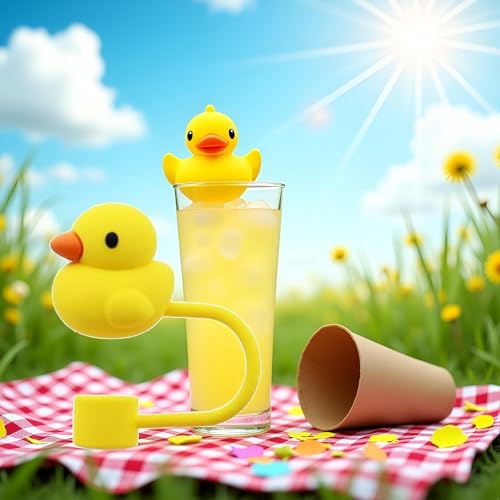10mm Silicone Duck Straw Cap for Stanley Cup - Yellow