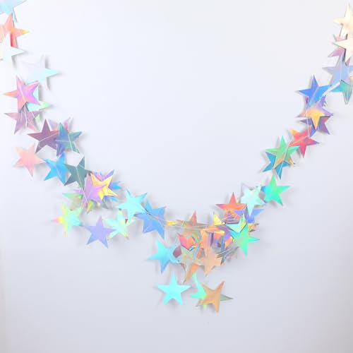 Iridescent Star Garland - 40ft Shimmering Party Decoration