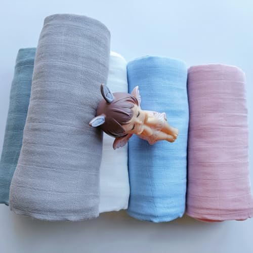 DEZIGKA Muslin Newborn Swaddle Blanket, Soft Cotton Wrap - White
