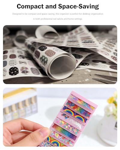 Nail Art Transfer Foil Organizer with Rolling Stick - 10 Slots