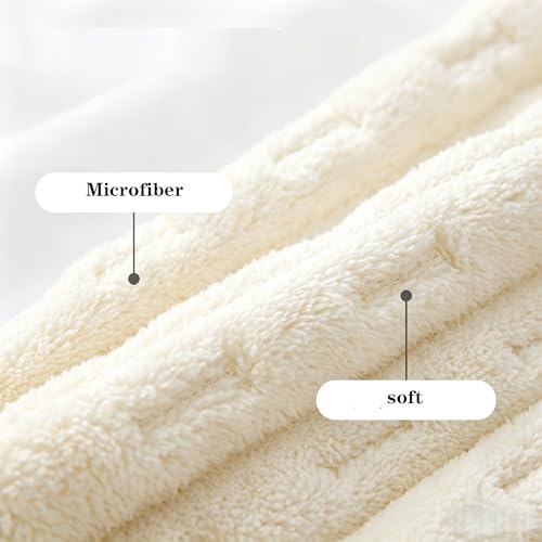 Microfiber Hand Towels 3 Pack with Hanging Loops - Quick Dry 14x29.6in (Beige)