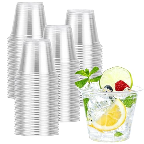BYSNOW 100 Pack 9 oz Clear Disposable Plastic Cups - Food Safe