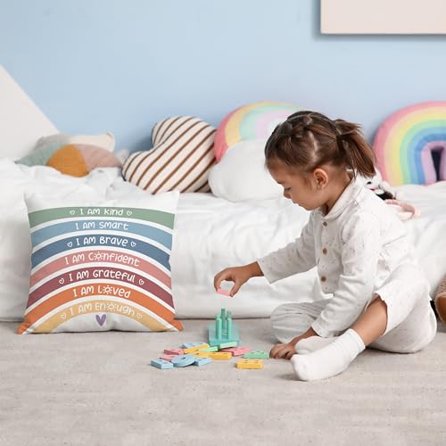 Boho Rainbow Throw Pillow Covers 18x18 (Set of 2) - Kids Room Decor