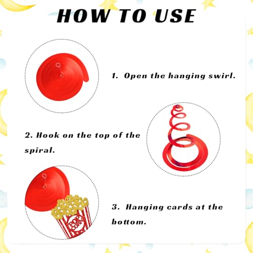 Popcorn Party Decorations Kit – Gold Glitter Hanging Swirls