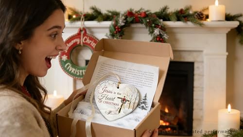 Christian Heart Christmas Ornaments Set of 2 | Inspirational Decor