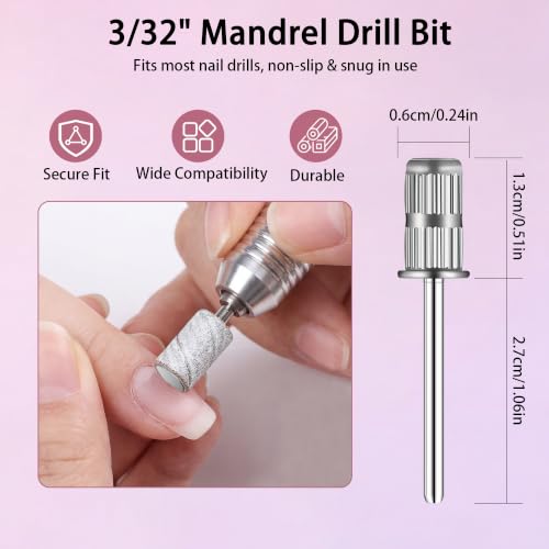 Rolybag 150 Pcs Nail Drill Bits Sanding Bands Set with Mandrel Bits