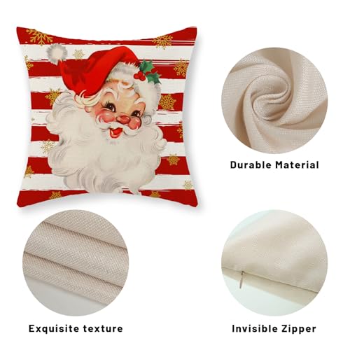 Christmas Pillow Covers 18x18 Set of 2 - Red Santa Claus Design