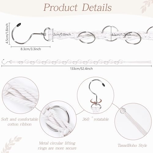 SNOWSTAR White Macrame Hair Claw Clip Organizer with 20 Rings