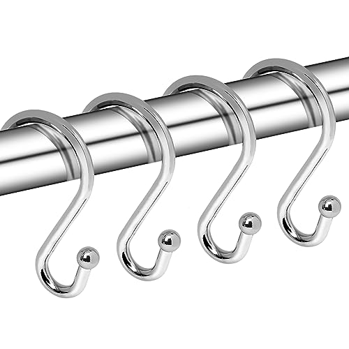 Gidse Rust-Proof S-Shaped Shower Curtain Hooks - Chrome, Set of 12