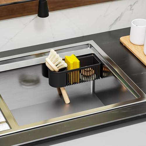 SuoXing Black Rustproof Sink Sponge Holder with Suction Cup