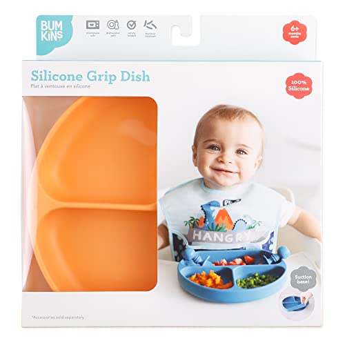 Bumkins Silicone Suction Plate for Toddlers & Babies - Non-Skid Grip Dish