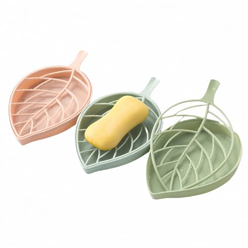 Leaf-Shaped Soap Dish Set - 2-Tier Wall-Mounted Organizer