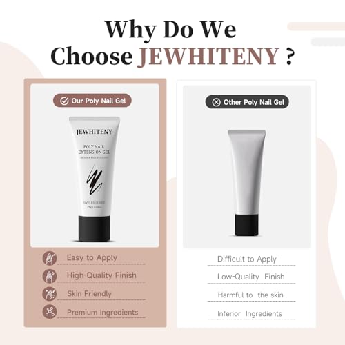 JEWHITENY Poly Nail Gel Set Neutral Colors with Slip Solution Base & Top Coat
