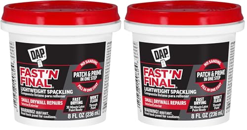 DAP Fast 'N Final Lightweight Spackling Paste, 8 Oz - Pack of 2