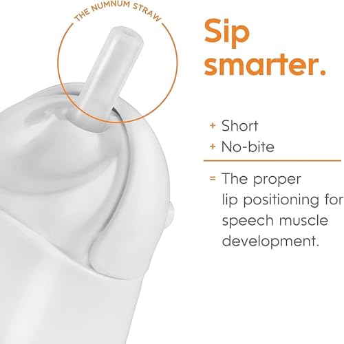 NumNum Baby Straw Cup 6-12 Months, Weighted Sippy Cup 7 oz Blue - Spill-Proof & Easy to Clean