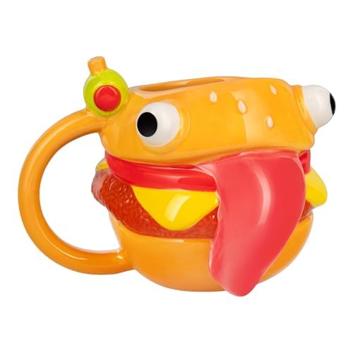 Paladone Fortnite Durrr Burger Shaped Mug 450ml, Officially Licensed Novelty Gaming Ceramic Coffee Cup for Tea, Hot Chocolate and More, Gift for Boys