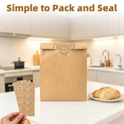 Homrelaxy 60 Pcs Large Paper Bread Bags with Window for Sourdough