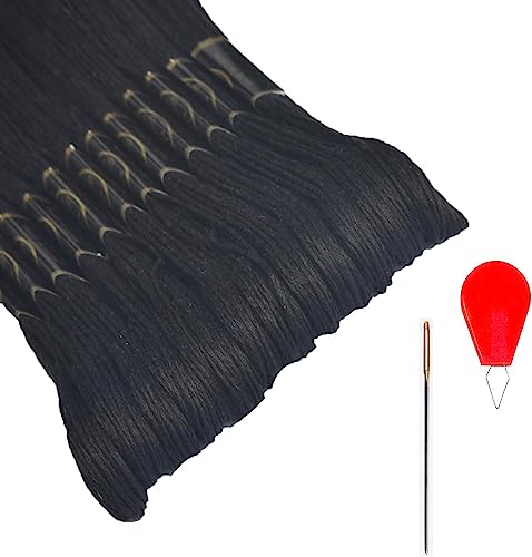 Black Embroidery Floss - 12 Skeins for Cross Stitch & Crafts